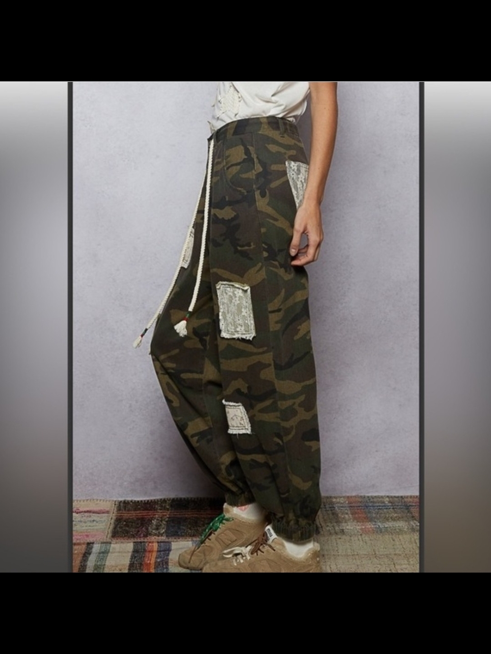 POL Camo Patchwork Jogger Pants